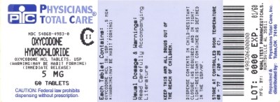 image of Oxycodone Hcl 5 mg package label - Oxycodone Hcl 5mg package label